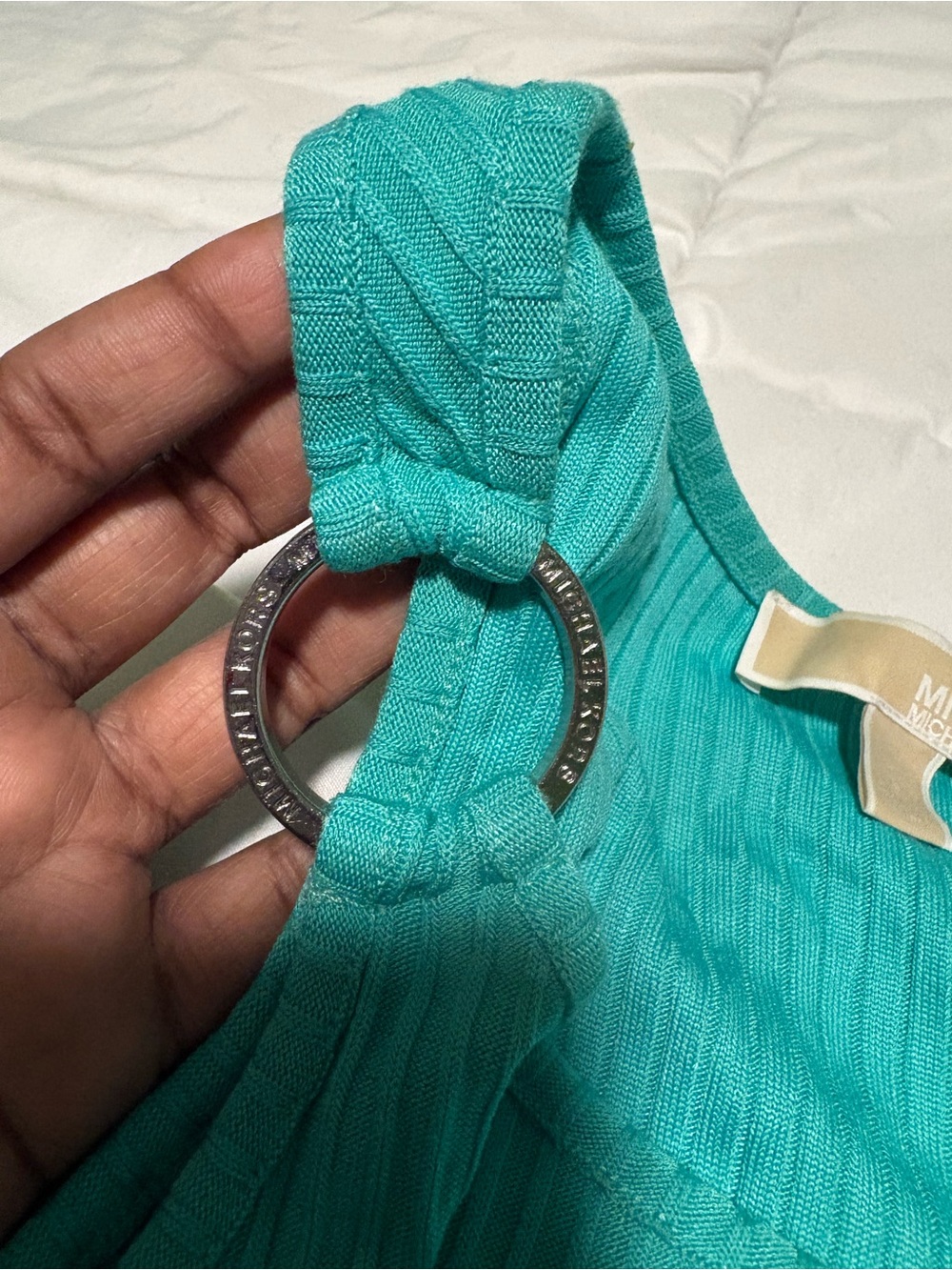 MICHAEL Michael Kors Teal Belted Sleeveless Midi Dress - Picture 5 of 8